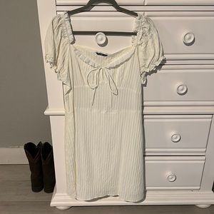 White Ruffled sleeve mini dress